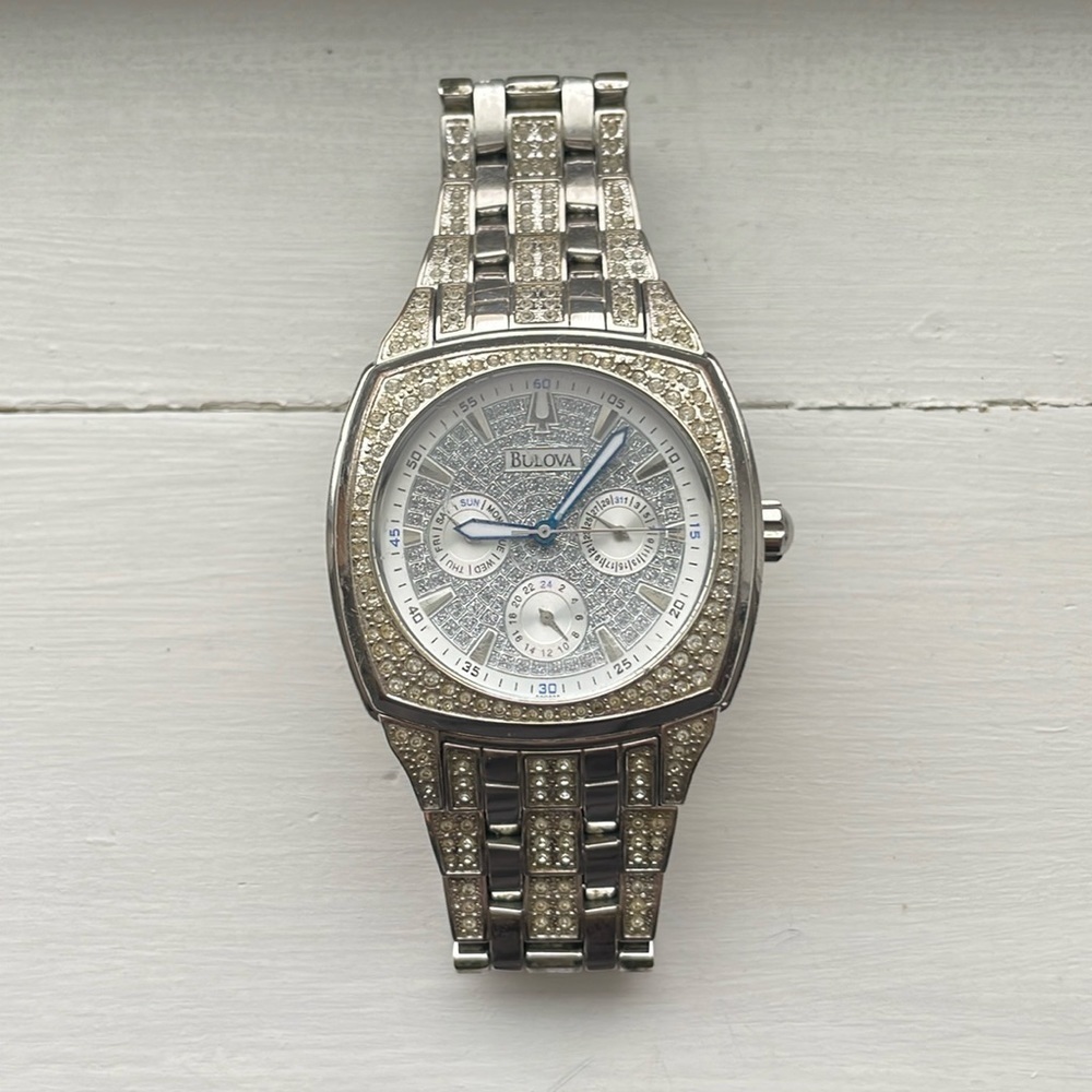 Bulova stainless steel & crystal accent watch